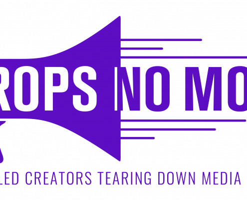 Logo Props No More, which is a purple microphone and text: Disabled Creators Tearing Down Media Barriere